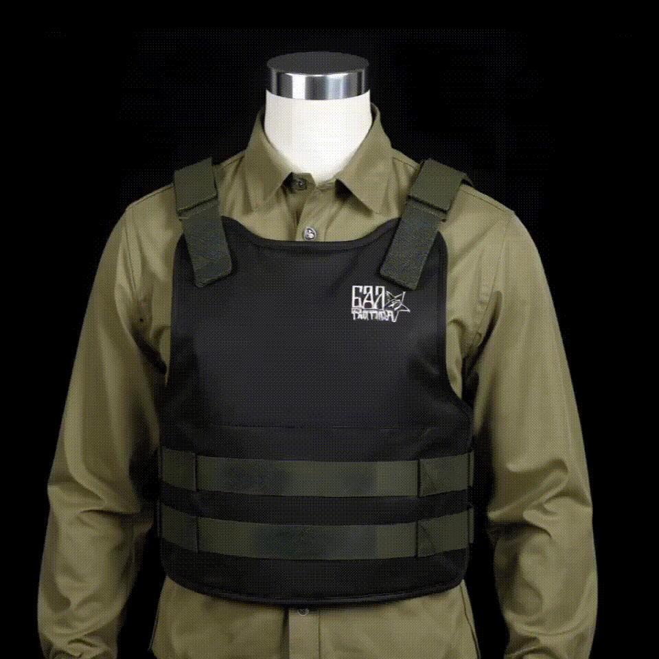 Anti-shrapnel ballistic protection gear in use by tactical personnel.
